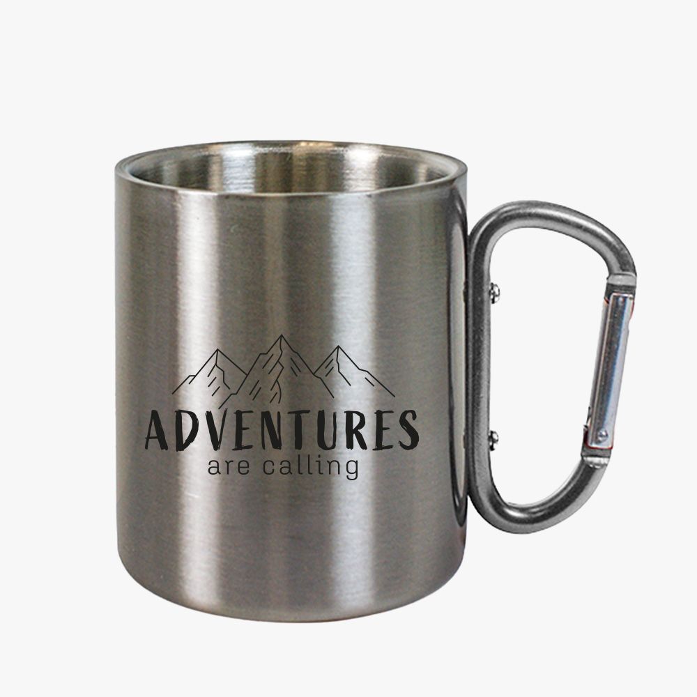 "Adventures Are Calling" Karabiner Tasse