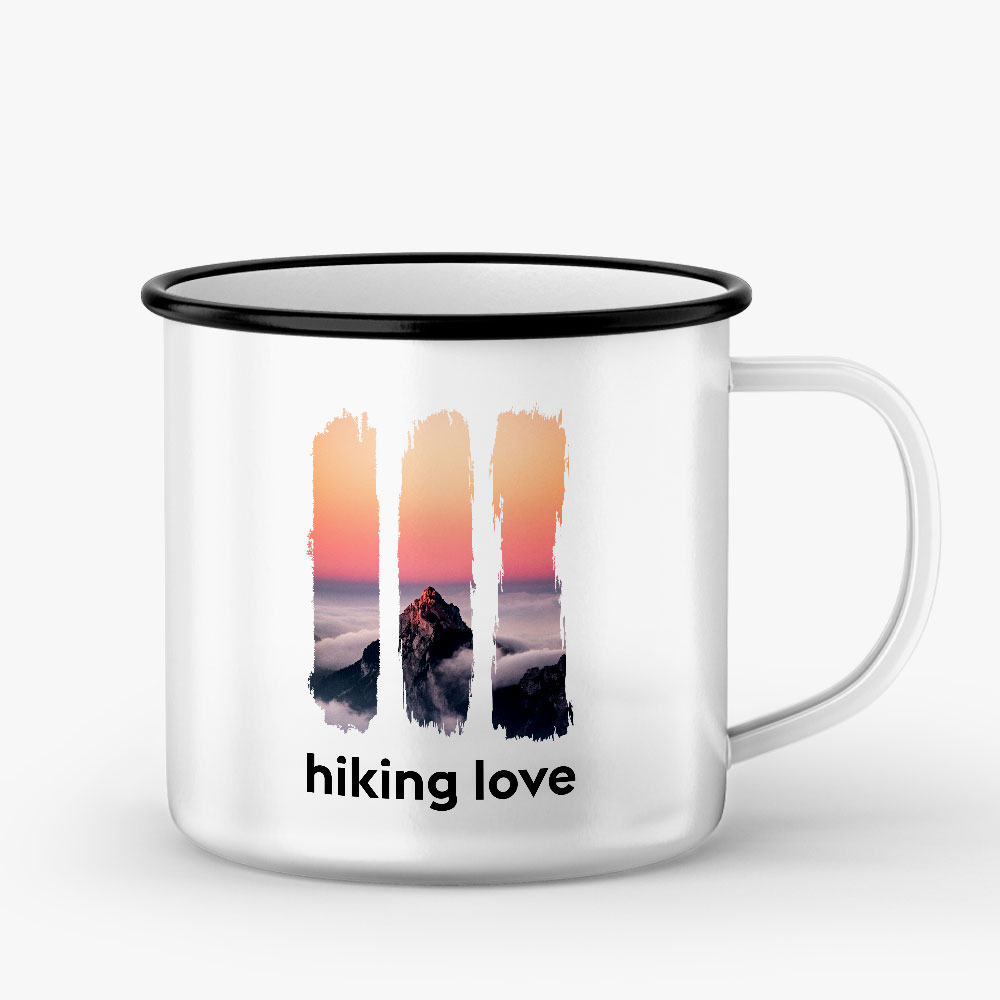 "Hiking Love" Emaille Tasse  