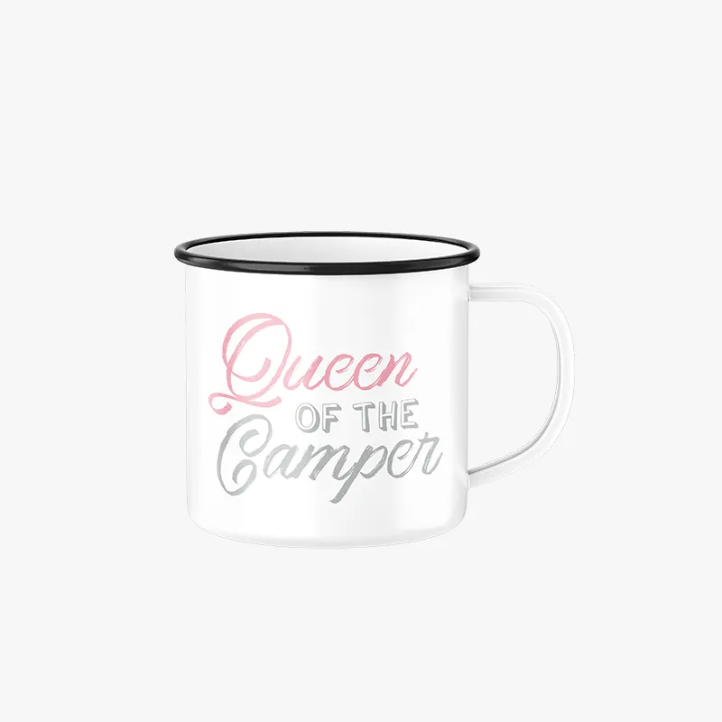 "Queen of the Camper" Emaille Tasse