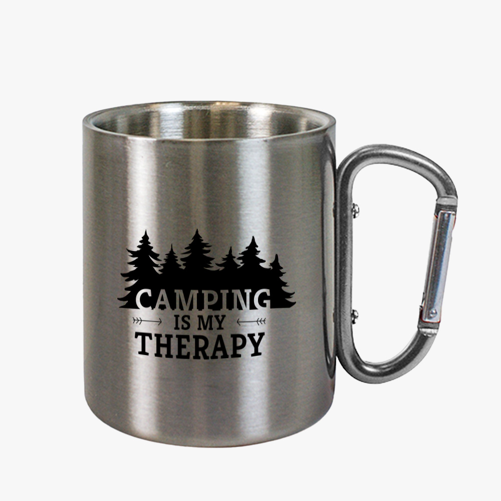 "Camping Is My Therapy" Karabiner Tasse