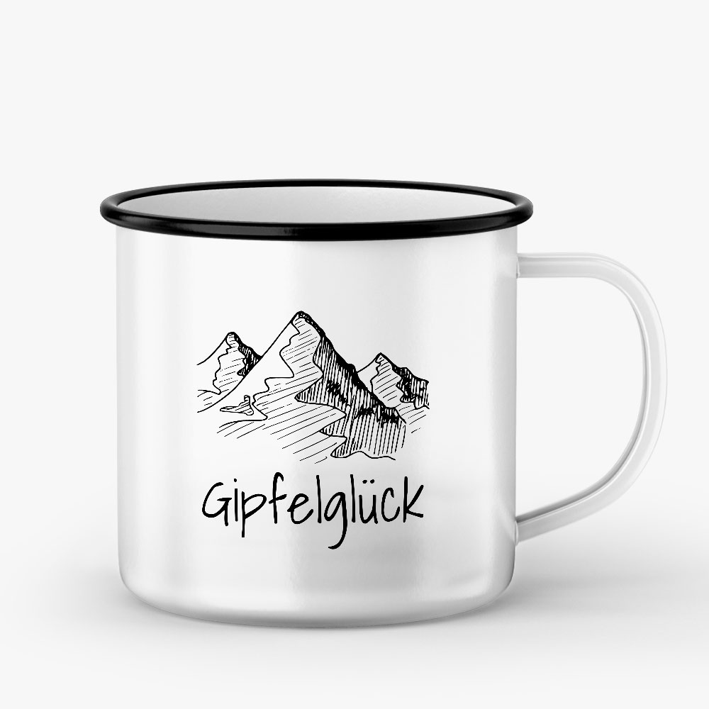 "Gipfelglück" Emaille Tasse   