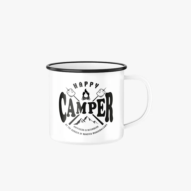 "Happy Camper" Emaille Tasse