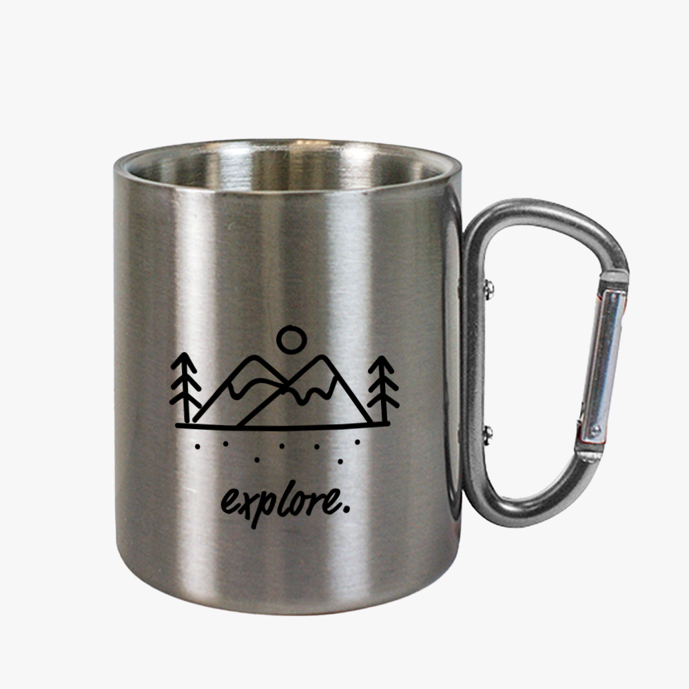 "Explore" Karabiner Tasse